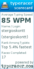 Scorecard for user stergioskontt