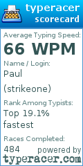 Scorecard for user strikeone