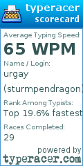 Scorecard for user sturmpendragon