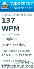 Scorecard for user sunglassdev