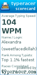 Scorecard for user sweetfacedkillah