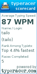 Scorecard for user tailo