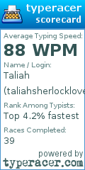 Scorecard for user taliahsherlocklover