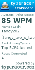 Scorecard for user tangy_two_o_two