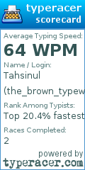 Scorecard for user the_brown_typewriter