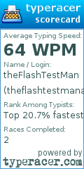 Scorecard for user theflashtestmanalive