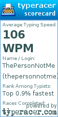 Scorecard for user thepersonnotme