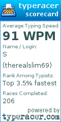 Scorecard for user therealslim69
