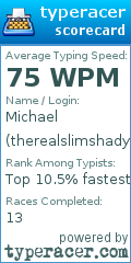 Scorecard for user therealslimshady88