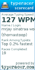 Scorecard for user thomastoop