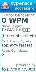 Scorecard for user timmahhjustbetter