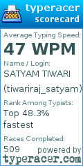 Scorecard for user tiwariraj_satyam
