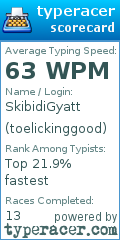 Scorecard for user toelickinggood