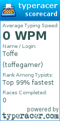 Scorecard for user toffegamer