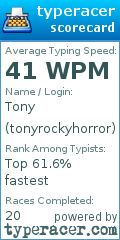 Scorecard for user tonyrockyhorror