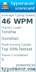 Scorecard for user torishie