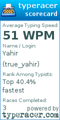 Scorecard for user true_yahir