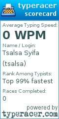 Scorecard for user tsalsa