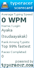 Scorecard for user tsudaayakak