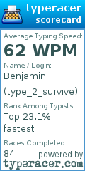 Scorecard for user type_2_survive