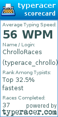 Scorecard for user typerace_chrollo