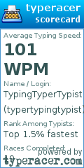 Scorecard for user typertypingtypist