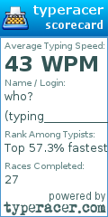Scorecard for user typing________________________