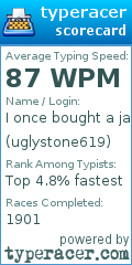 Scorecard for user uglystone619