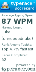 Scorecard for user unneedednuke