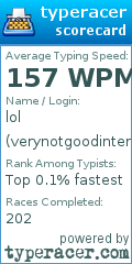 Scorecard for user verynotgoodinternet