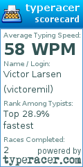 Scorecard for user victoremil