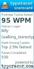 Scorecard for user walking_stereotype
