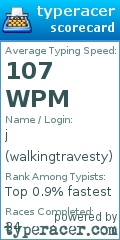 Scorecard for user walkingtravesty