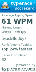 Scorecard for user waskilledby