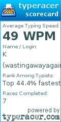 Scorecard for user wastingawayagaininmargeritavil