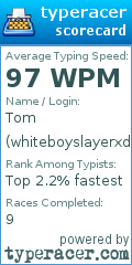 Scorecard for user whiteboyslayerxd