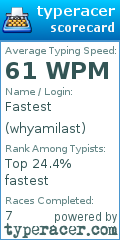 Scorecard for user whyamilast