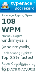 Scorecard for user windinmysails