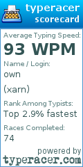 Scorecard for user xarn
