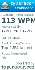 Scorecard for user xmmacx
