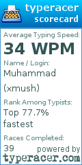 Scorecard for user xmush