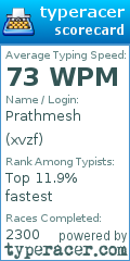 Scorecard for user xvzf