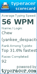 Scorecard for user yankee_despacito