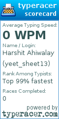 Scorecard for user yeet_sheet13