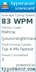 Scorecard for user yourorstightmare
