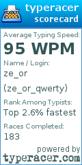 Scorecard for user ze_or_qwerty